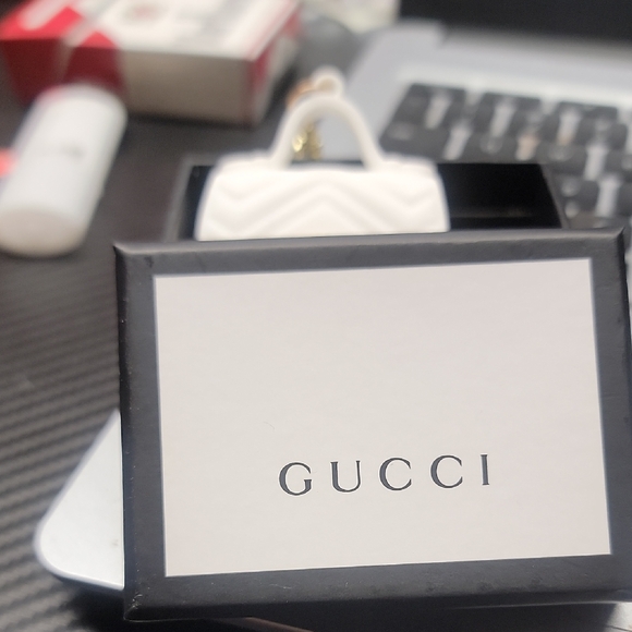 White Quilted Bag Charm - Picture 1 of 1